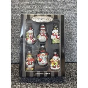 Celebrations by Radko~Set of (6)~Hand Crafted Glass~SNOWMAN Ornaments~NIB